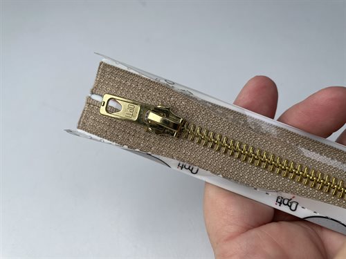 Jeans lynlås i beige - ikke delbar, 20 cm
